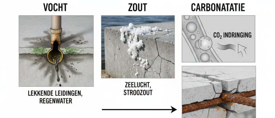 Oorzaken van betonrot in woningen
