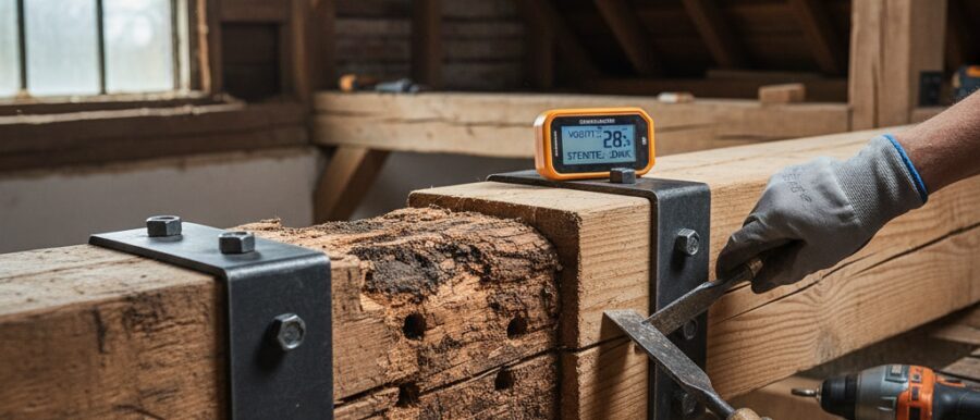 Houten balk reparatie