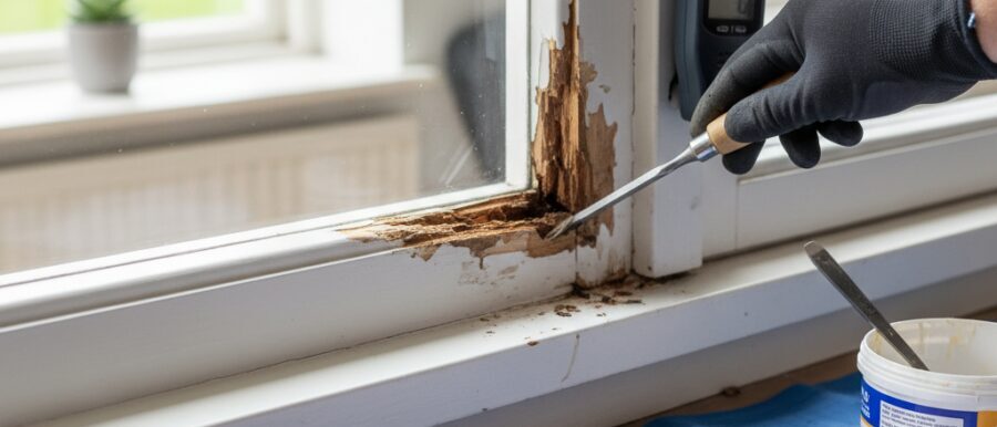 Houtrot reparatie kozijn Houtrot reparatie kozijn nodig. Je ziet zachte plekken of scheuren in je houten kozijnen. Wij…