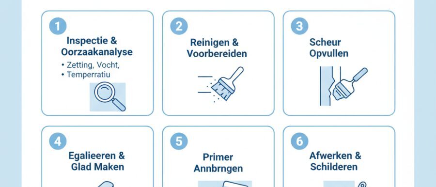 Stappenplan lichte scheur muur repareren voor een blijvend resultaat