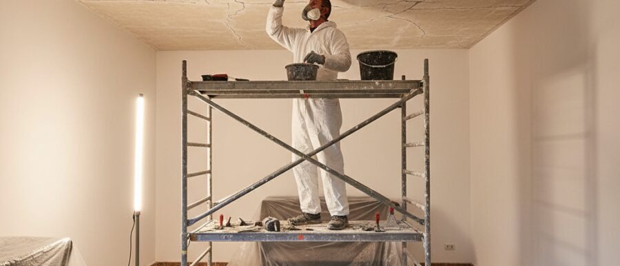 Professioneel proces voor plafond herstellen scheuren stap voor stap