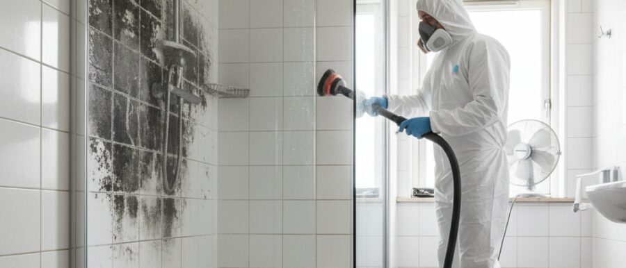 Professioneel proces voor schimmel verwijderen badkamer