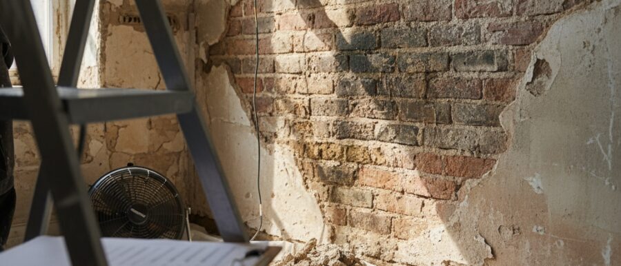 Ons proces voor stucwerk herstellen muur