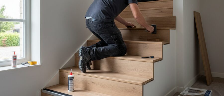 Het proces van trap bekleden met laminaat
