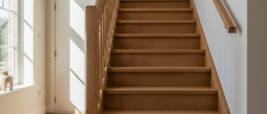 Trap opnieuw bekleden hout Trap opnieuw bekleden hout geeft je hal direct een warme look. Wij vernieuwen treden en…