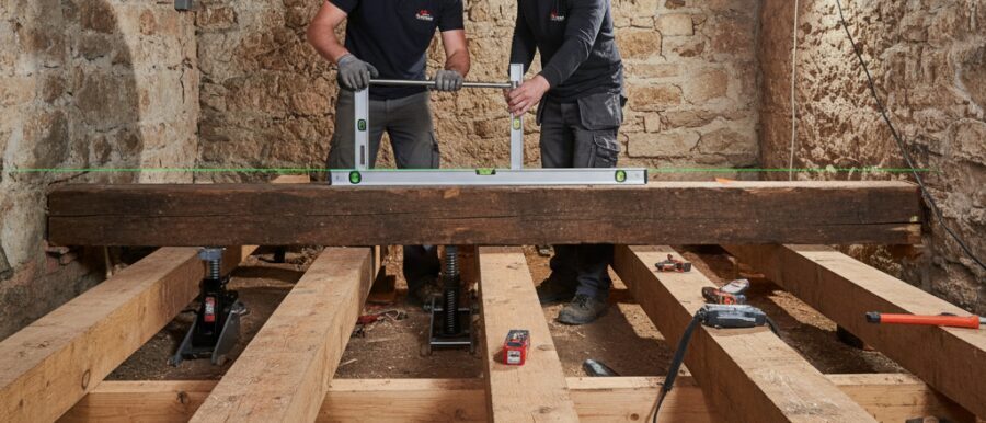 Vloerbalken rechtzetten