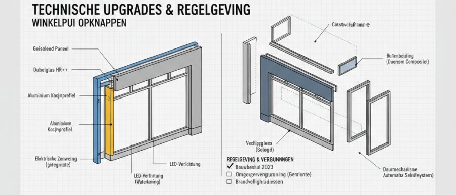 Technische upgrades en regelgeving voor winkelpui opknappen