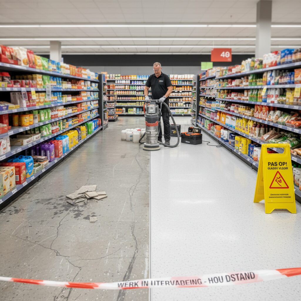 Winkelvloer herstellen voor doorlopend winkelverkeer