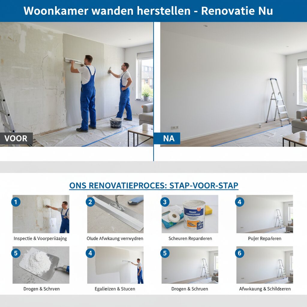 Woonkamer wanden herstellen voor een strakke en duurzame afwerking
